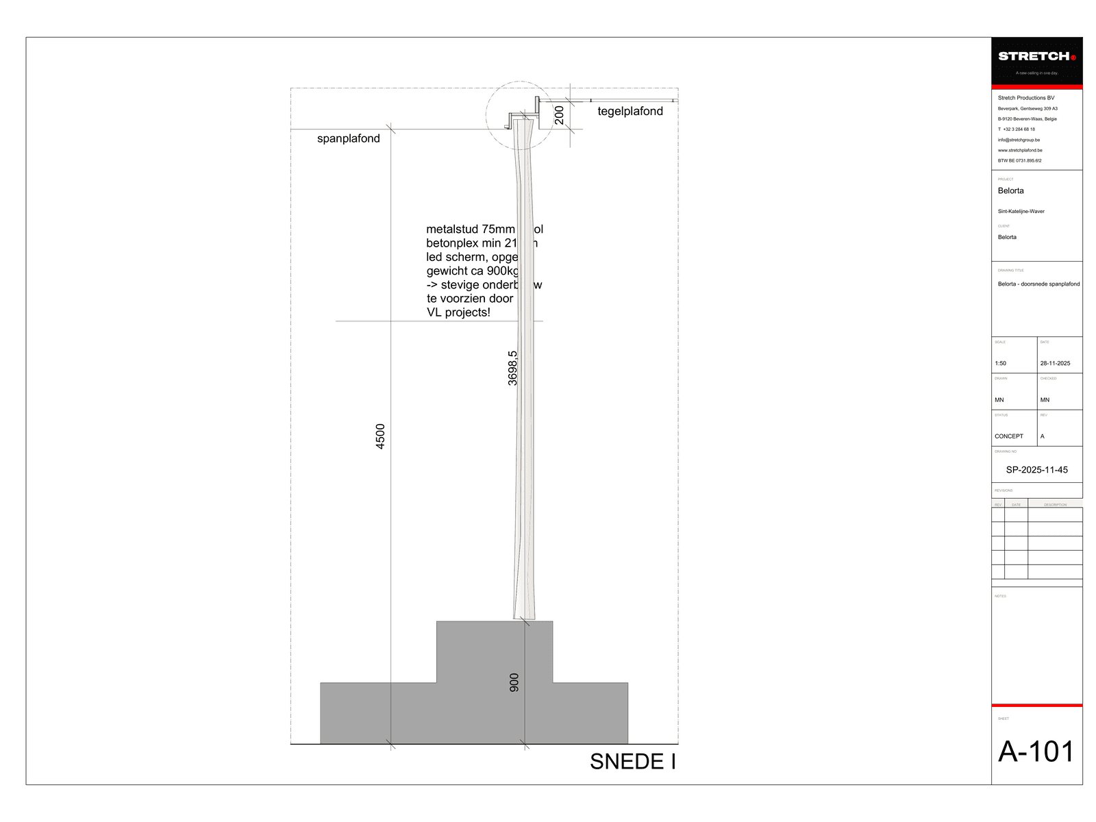 Svävande listtak — technical drawing
